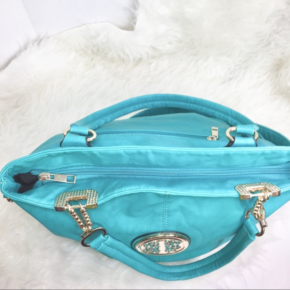 Turquoise and Gold HandBag. - Picture 5 of 8